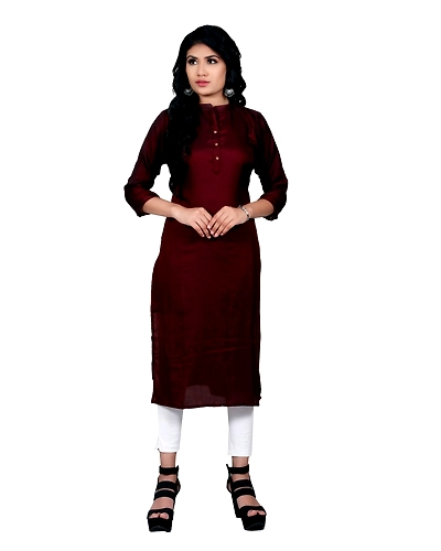 Shiny Maroon Plain Kurti-3