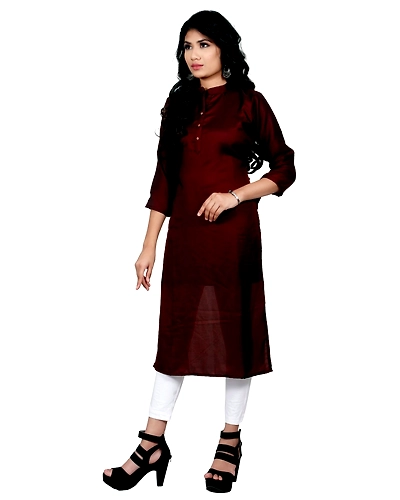 Shiny Maroon Plain Kurti-1