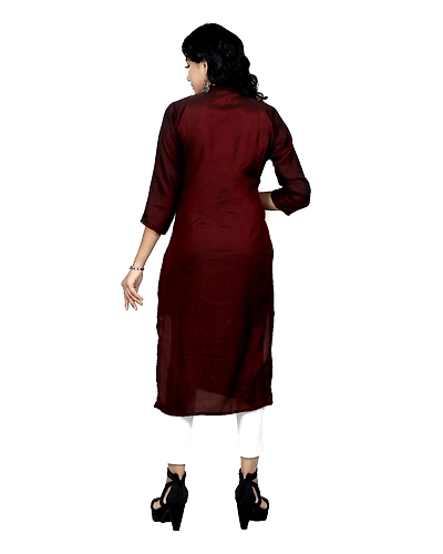 Shiny Maroon Plain Kurti-2