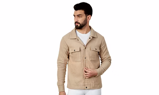 Cotton Beige Stylish Jacket For Men
