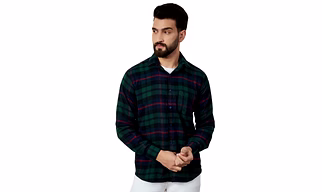 Green Tartan Flannel Long Sleeve Shirt