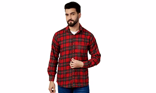 Red Tartan Flannel Long Sleeve Shirt