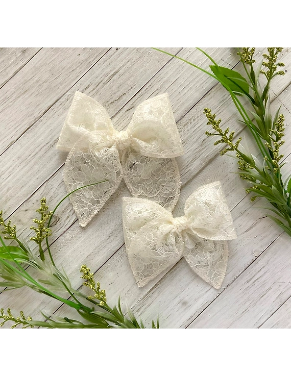 handmade Ivory hair bows…-1