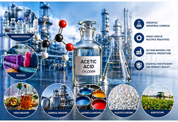 Modern industrial acetic acid processing and storage environment for manufacturing applications