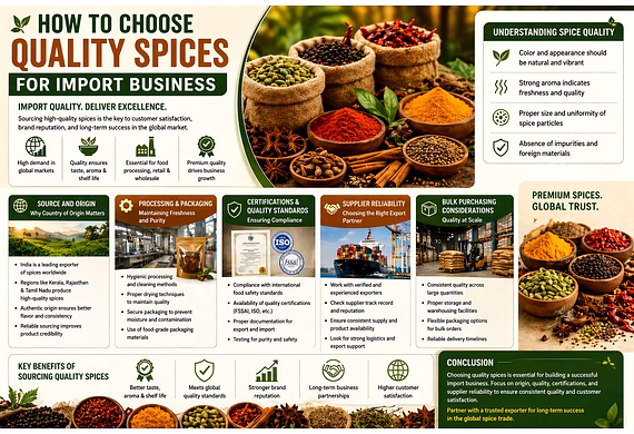 Premium export-quality spices prepared for quality inspection and global import business