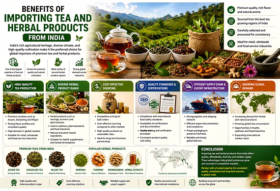 Premium Indian tea and herbal export products prepared for global sourcing and international trade