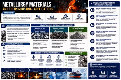 Industrial metallurgy materials including silicon metal, silicon carbide, and metal powders used in