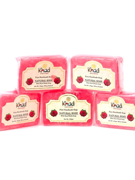 Khadi Noyona by Bluekites-Natural Rose With Rose Petals Soap