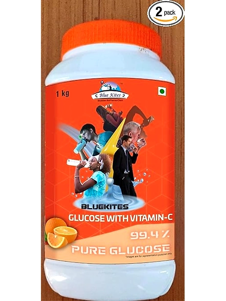 Bluekites Glucose with vitaminC Orange Energy Drink 1kg Pack of 2