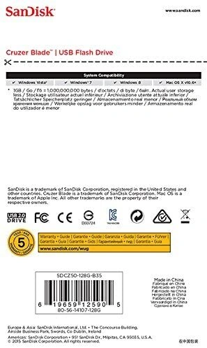 128 GB Western Digital San disk Cruzer Blade SDCZ50-128G-I35 USB 2.0 Black 3 Yrs. warranty-4