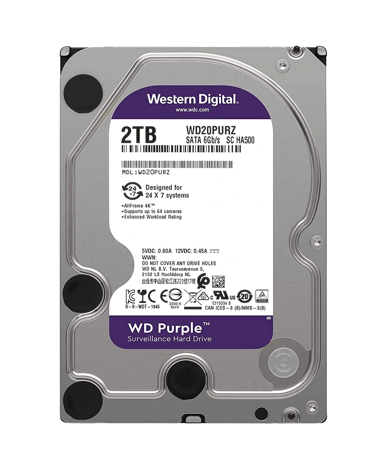 2TB WESTERN DIGITAL PURPLE 3.5 WD20PURZ SURVEILLANCE HARD DRIVE  3YRS WARRANTY-2