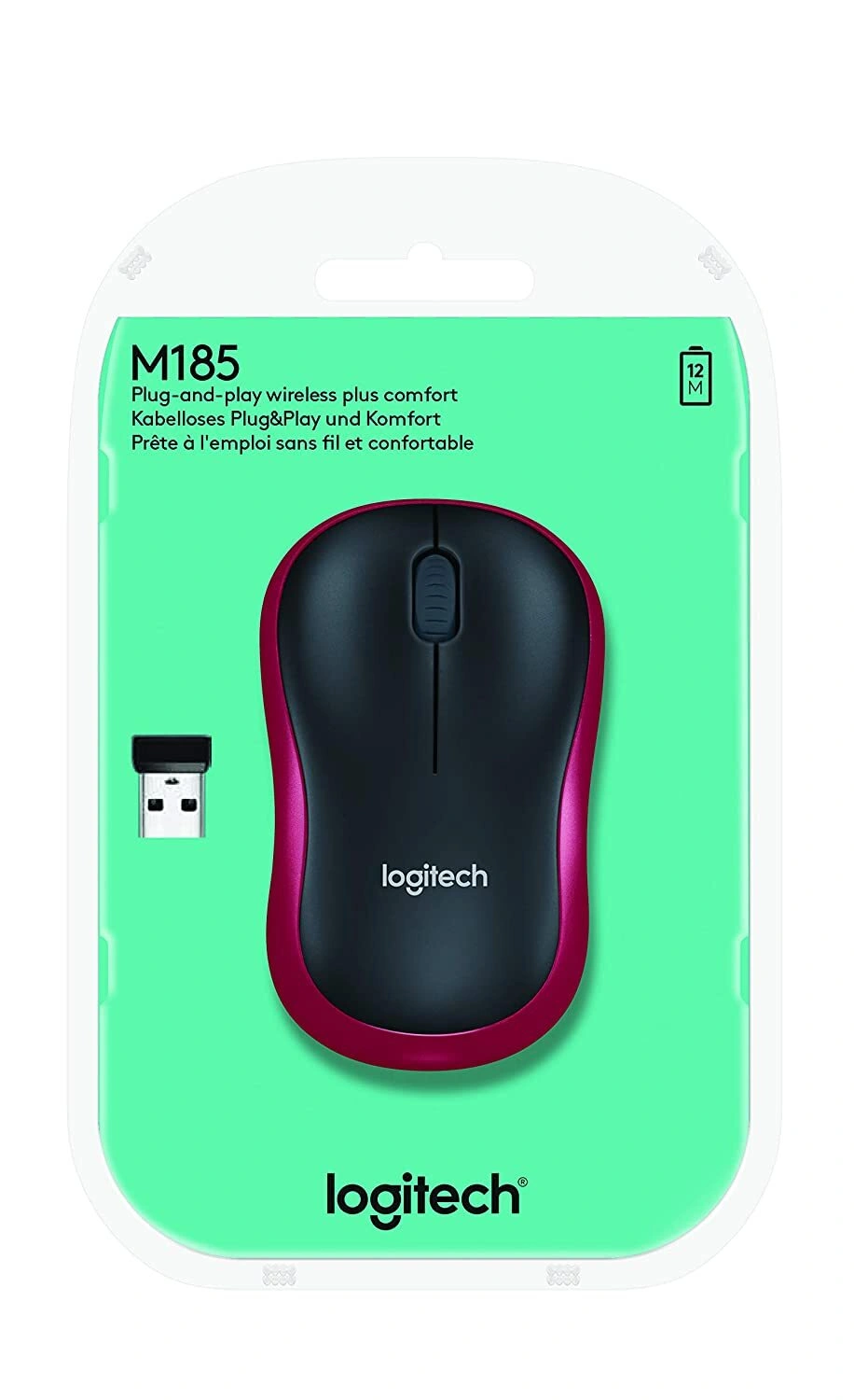 Logitech M185 Wireless Mouse- Red (M185RD)-5