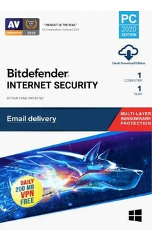 Bitdefender Internet Security  1 user 1 year validity BDIS1016 (Windows)