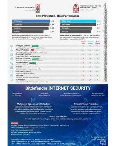Bitdefender Internet Security  5 user 1 year validity BDIS1018 (Windows)-BDIS1018