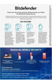 Bitdefender Mobile Security 1 user 1 year validity BDMA1044 (Android)