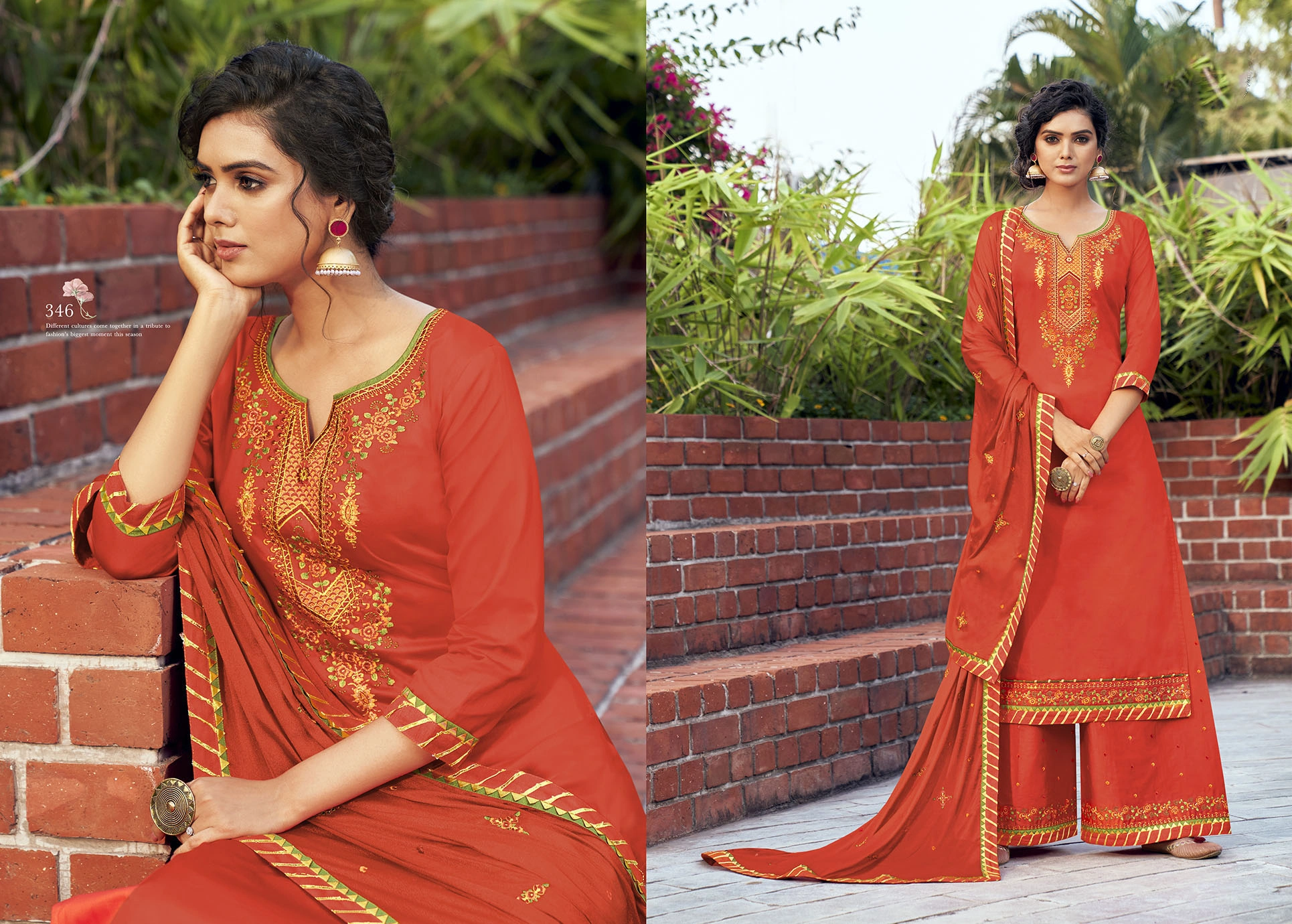 Designer Wedding Partywear Jam Silk Salwar Kameez Indian Dress Ready to Wear Salwar Suit Pakistani Kameez Suit Set (Kurta, Bottom, Dupatta)-10473426