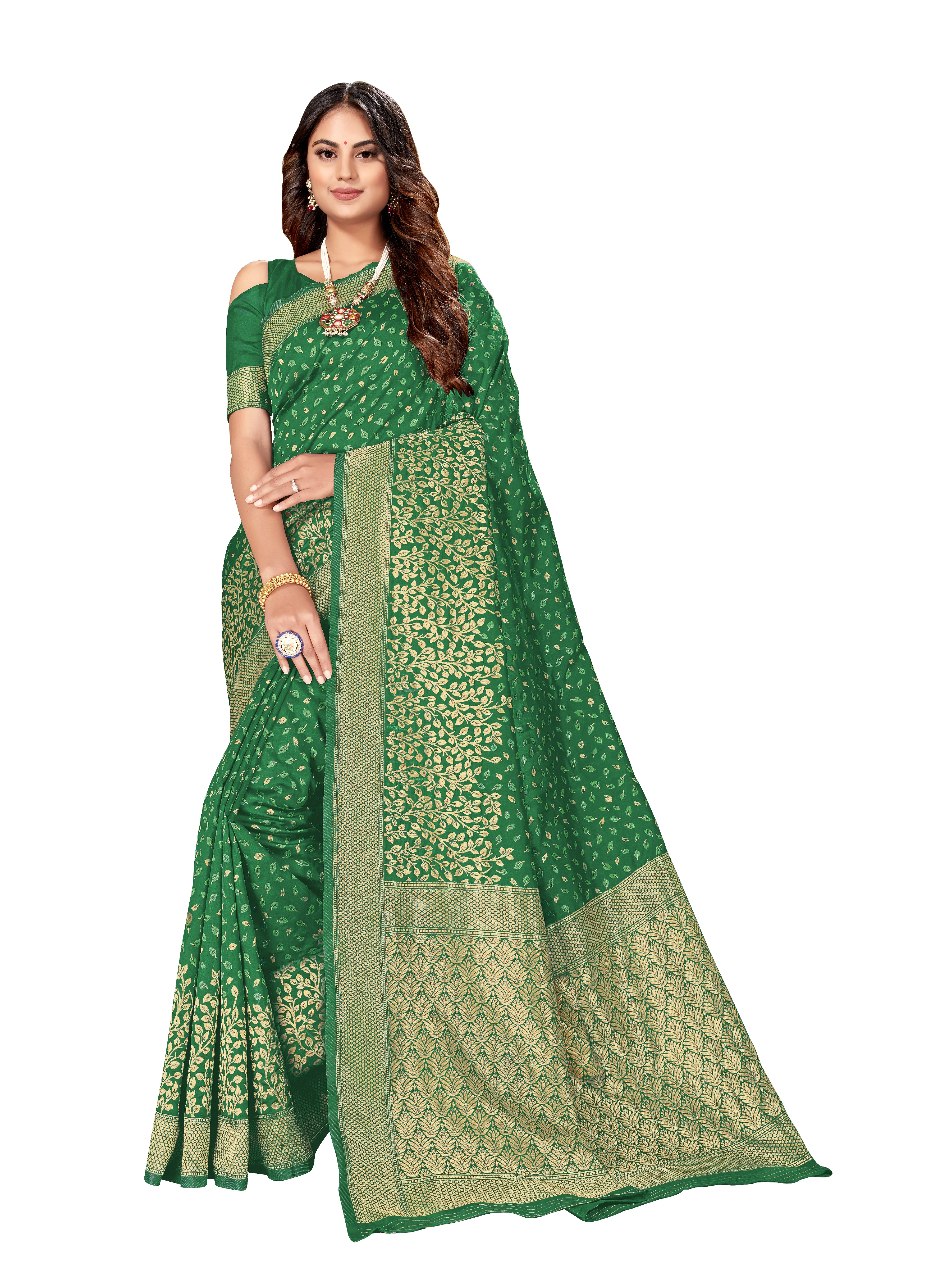 Kerala Set Saree with Pista Green Readymade Blouse | HARADHI