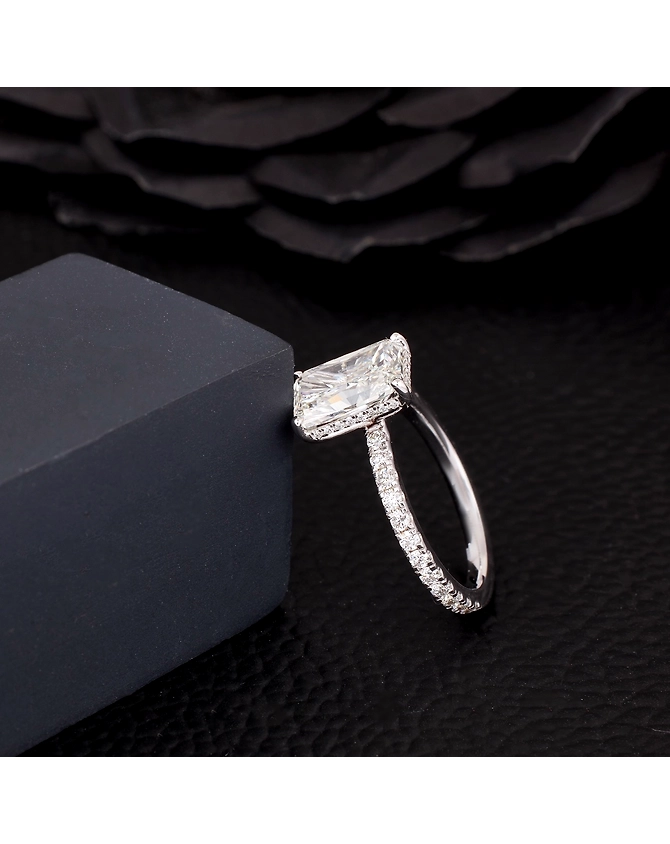 Lab Grown Ring with 2.65ct with 14kt white gold Center stone 2ct Radiant F VS with IGI certificate Ring size 💍✅ Shipping WorldWide🌎-1