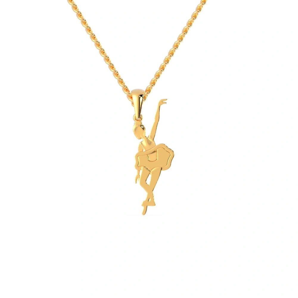 Tiny Gold Ballerina Necklace, Dainty Ballet Charm, 9K 14K 18K Gold Necklace, Rose Gold, Dance Jewelry, Dancer Pendant, Gift For Daughter-925 Sterling Silver,10k White Gold,10k Yellow Gold-Pendent,Pendent With Chain-4