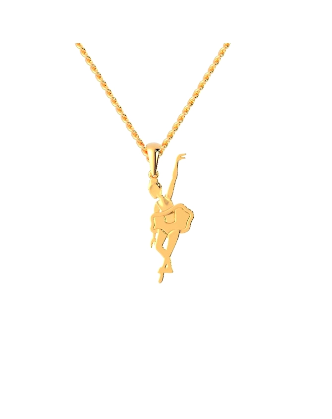 Tiny Gold Ballerina Necklace, Dainty Ballet Charm, 9K 14K 18K Gold Necklace, Rose Gold, Dance Jewelry, Dancer Pendant, Gift For Daughter-925 Sterling Silver,10k White Gold,10k Yellow Gold-Pendent,Pendent With Chain-4