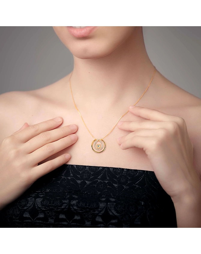14K Gold 0.26 CT Moissanite Circle Pendant With Chain Karma Life Necklace-925 Sterling Silver,10k White Gold,10k Yellow Gold-Pendent,Pendent With Chain-4