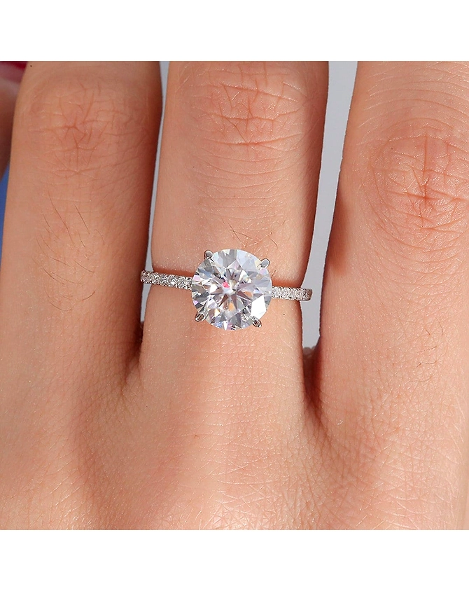 Timeless Radiance: 1.95CT Round-Cut Moissanite Diamond Ring â€“ Captivating Sparkle and Enduring Elegance-Silver,10k Gold,10k Rose Gold,10k White Gold,14k G-3 US,3.25 US,3.5 US,3.75 US,4 US,4.25 US,4.5 US,4.-3