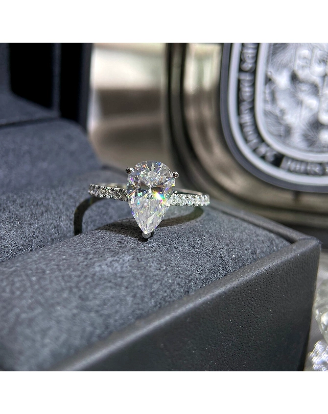 Pearl of Elegance: 2.30CT Pear-Cut Moissanite Diamond Ring â€“ Graceful Sparkle in a Timeless Form&quot;-White Gold,Rose Gold,Yellow Gold-3 US,3.25 US,3.5 US,3.75 US,4 US,4.25 US,4.5 US,4.-4