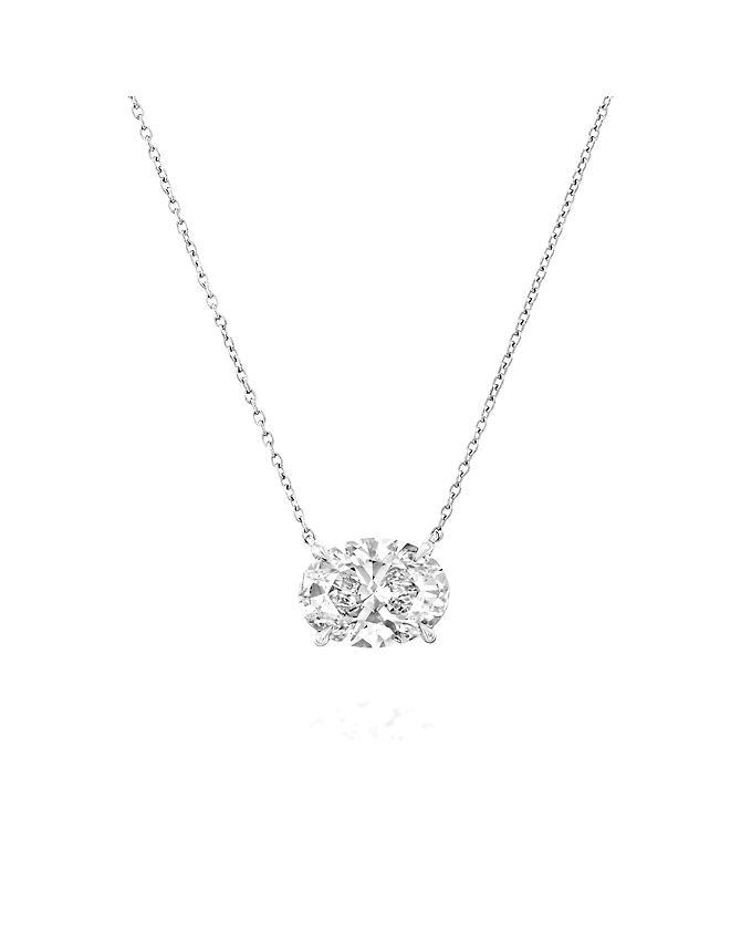 3 Ct Oval Cut IGI Certified D Color VVS2 Clarity Excellent Cut Lab Grown Diamond Solitaire Pendant 14K White Gold, Oval Cut Diamond Pendant.-1