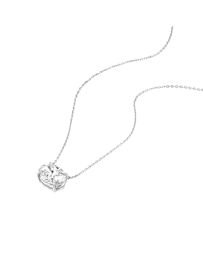 3 Ct Oval Cut IGI Certified D Color VVS2 Clarity Excellent Cut Lab Grown Diamond Solitaire Pendant 14K White Gold, Oval Cut Diamond Pendant.-2