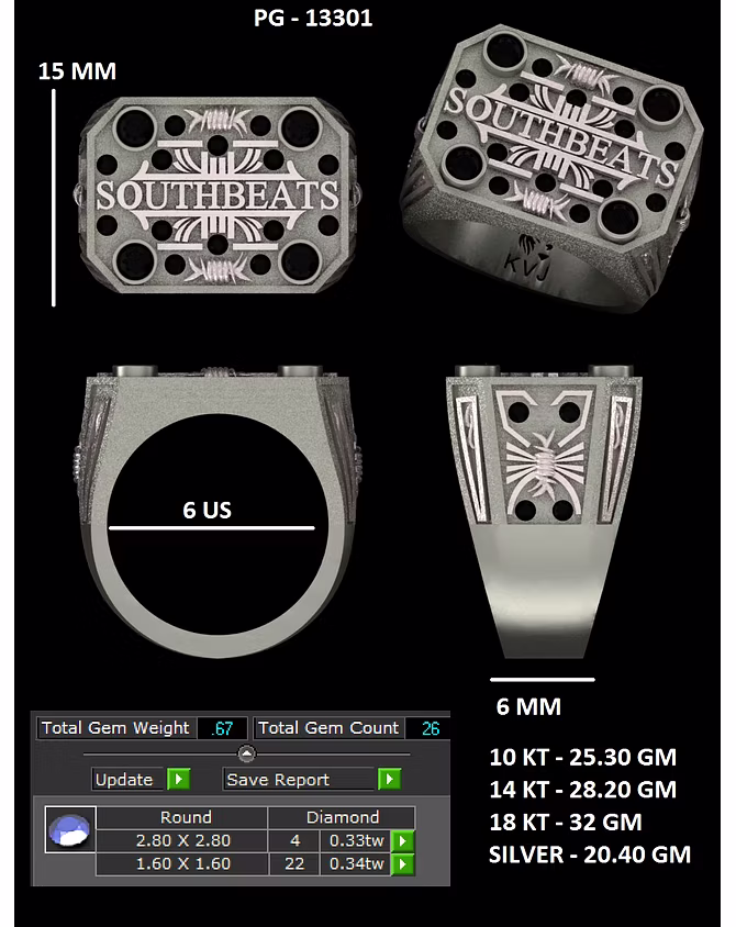 Custom Southbeats Hip Hop Ring – Diamond Studded | 925 Sterling Silver With D VVS Moissanite Diamond | Vrajna Fine Jewelry-3