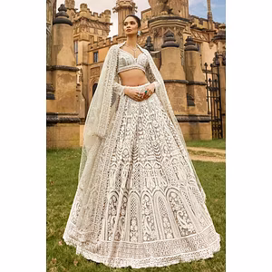 Vrajana Creation Presents – The Royal Ivory Dream Lehenga 🤍