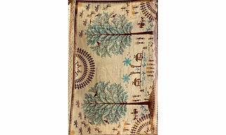 Soft Lichi Silk | Floral Digital Print | Rich Zari Border