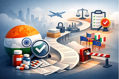 Pharmaceutical exports from India showcasing regulatory compliance, quality assurance, and export do