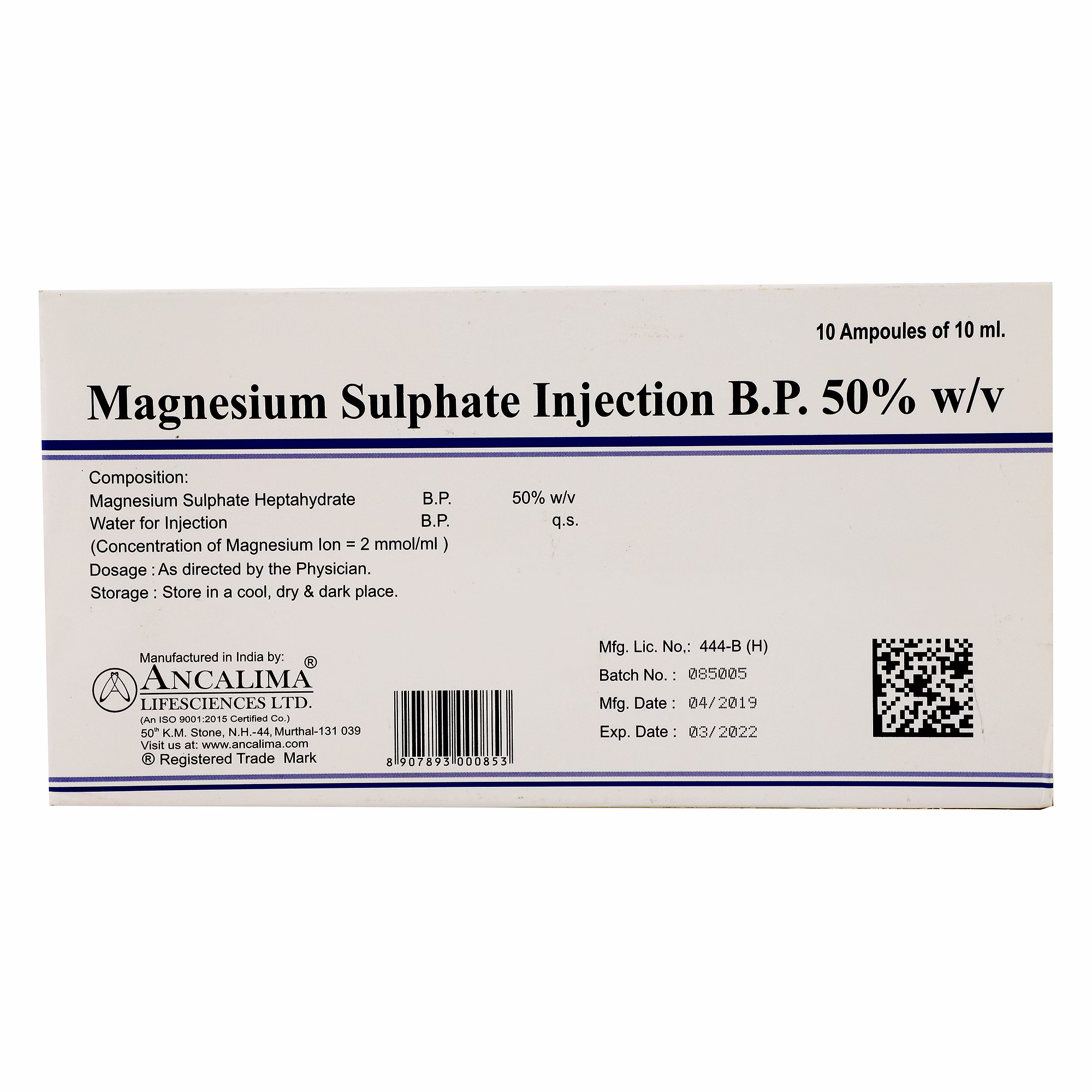 Magnesium Sulphate Injection BP 50% w/v 10ml image 2