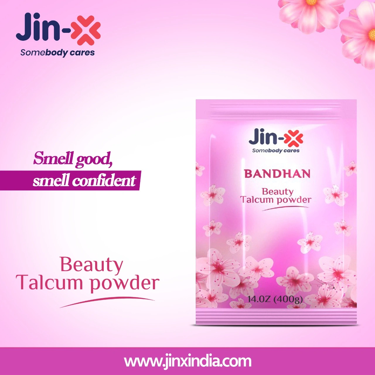 JINX Bandhan Natural White Body Talcum Powder 400gm Pouch for Beauty Salons-400gm-1