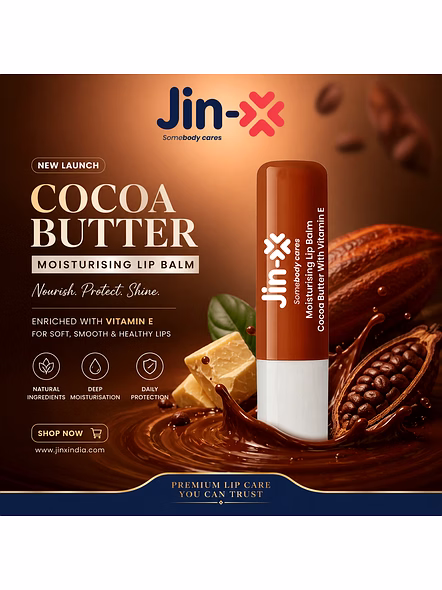 JIN-X Moisturising Lip Balm Stick Cocoa Butter &amp; Vitamin E-5