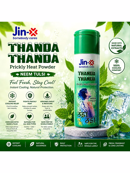 JIN-X Thanda Thanda Prickly Heat Powder (Neem Tulsi) 150gm-150G-4