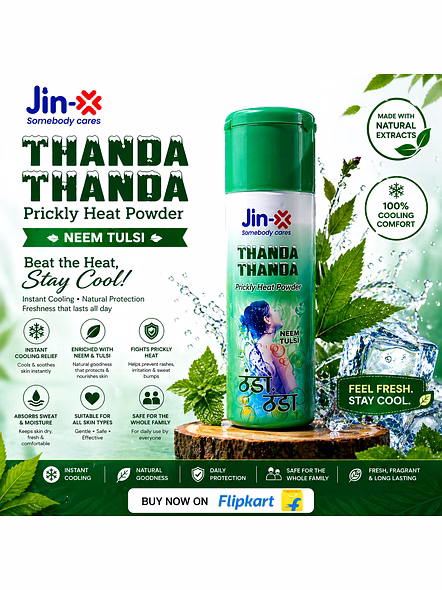 JIN-X Thanda Thanda Prickly Heat Powder (Neem Tulsi) 150gm-150G-7