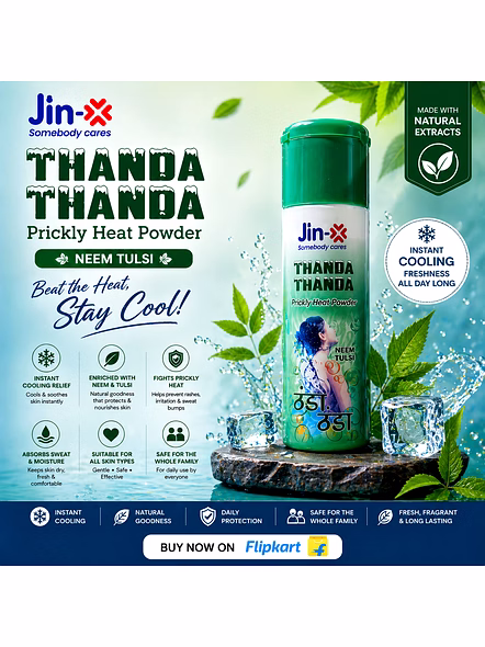 JIN-X Thanda Thanda Prickly Heat Powder (Neem Tulsi) 150gm-150G-3