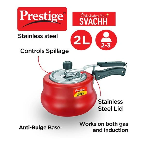 Nakshatra Plus Svachh Pressure Handi, Red, 2L-10751