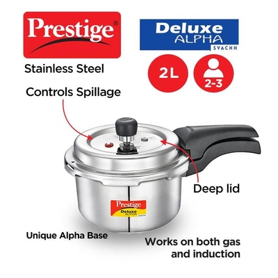 Deluxe Alpha Svachh Stainless steel Pressure Cooker, 2 L