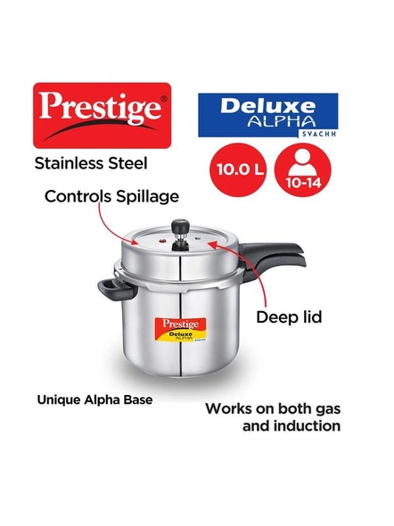 SS Deluxe Alpha Svachh Stainless steel Pressure Cooker, 10 L-20254