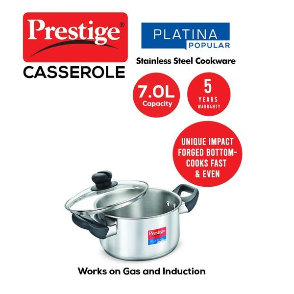 Platina Popular SS Casserole with Lid, 260 mm-36167