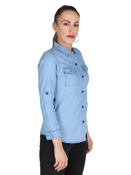Light Blue Denim Shirt-XL-4