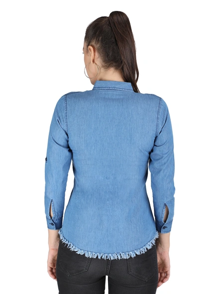 Casual Blue Denim Shirt-XL-4