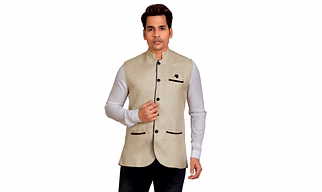 Solid Men Khaki Nehru Jacket