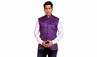 Solid Men Purple Nehru Jacket