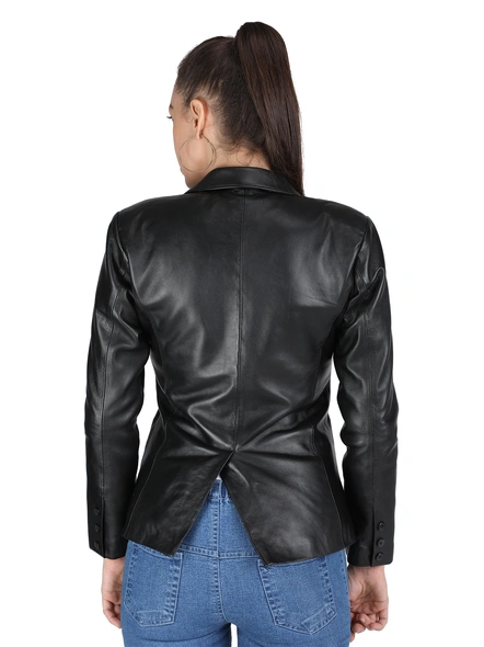 Black Leather Blazer-M-4