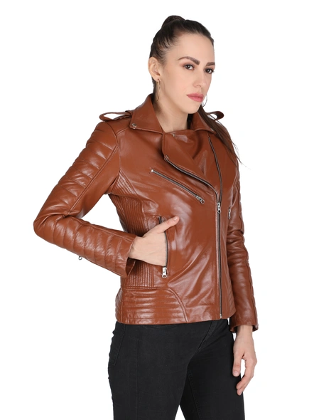 Biker Brown Leather Jacket-XXXL-2