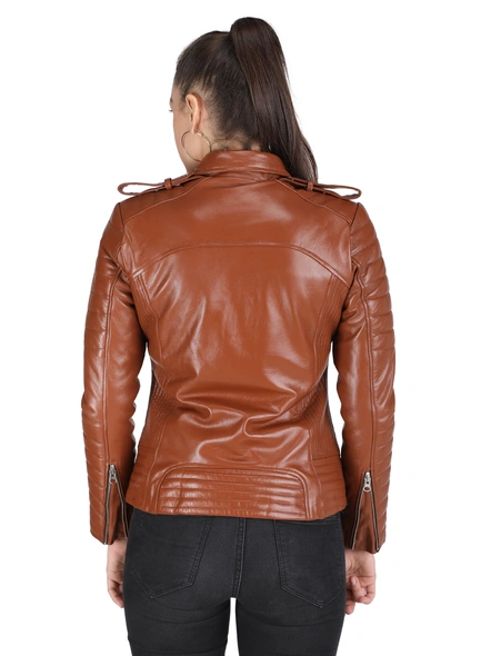 Biker Brown Leather Jacket-XL-6